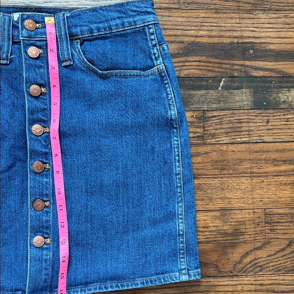 Madewell Blue Denim Button Front Mini Skirt Size 27 - Picture 7 of 8